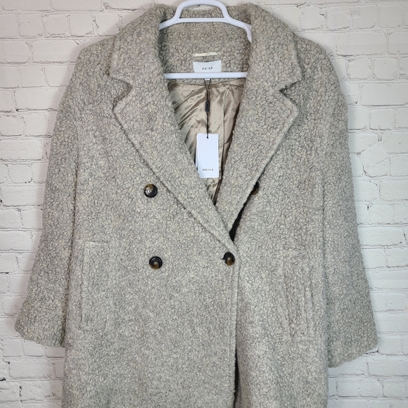 Reiss Women's Gray Wool Blend Teddy Coat size 12 - Picture 4 of 12